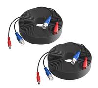 SANSCO 2 PACK 18.3m 60ft Coaxial Lead, Power Cable for DVR Security System, BNC Video Wire for 960H 1MP 2MP 3MP 4MP 5MP CCTV Cameras, Black