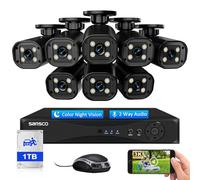 SANSCO 2-Way Audio, 3K Color Night Vision, 8CH DVR Wired CCTV Camera System with 1TB Hard Drive 24/7 Recording, 8 x 5MP Home Security Bullet Camera Outdoor, Face/Human/Vehicle Detection, APP Alert
