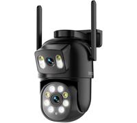 SANSCO 2K Dual lens Security Camera Wireless Outdoor, 360° PTZ WiFi Home CCTV Camera, Color Night Vision, Auto Tracking, 2-Way Talk, APP Alert, Work with Eseecloud NVR System & Alexa, 5GHz & 2.4GHz