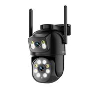 SANSCO 2K Dual Lens WiFi Security Camera Outdoor, CCTV Camera System Wireless, 2.4/5GHz, PTZ 360°, Auto Tracking, Human Detection, Color Night Vision, 2 Way Audio, Plug-in, Work with Eseecloud NVR
