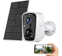 SANSCO 2K Solar Security Camera Wireless Outdoor, Battery Operated WiFi Indoor Camera for Home Surveillance- Spotlight, PIR/AI Motion Detection, Siren, Color Night Vision, 2-Way Talk, TF/Cloud Storage