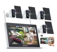 SANSCO 2K Wireless Security Camera System, 10CH 10 inch LCD Monitor NVR with 128GB TF Card, 4PCS 4MP Solar WiFi Camera Outdoor, PIR Human Detection, 2-Way Audio, Color Night Vision, 5G & 2.4G WiFi