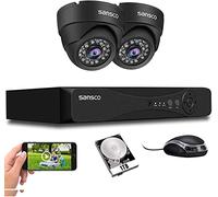 SANSCO 4 Channel 5MP HD Digital Video Recorder DVR Surveillance System with 2x In/Outdoor Dome Cameras, 1TB Hard Drive (1920x1080 Pixel, Night Vision, PC/App Remote Viewing, Rapid USB Backup)