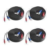 SANSCO 4 PACK 18.3m 60ft Coaxial Lead, Power Cable for DVR Security System, BNC Video Wire for 960H 1MP 2MP 3MP 4MP 5MP CCTV Cameras, Black