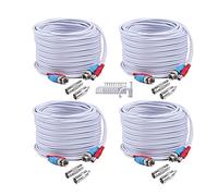 SANSCO 4 Pack 30M/100ft All-in-One CCTV BNC Video Power Cables, Extension Replacement Surveillance Camera Cable for Wired Analog DVR Security System, 8 BNC RCA Connectors & 100pcs Cable Clips, White