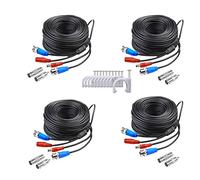 SANSCO 4 Pack 30M/100ft All-in-One CCTV BNC Video Power Cables, Extension Replacement Surveillance Camera Cable for Wired Analog DVR Security System, 8 BNC RCA Connectors & 100pcs Cable Clips, Black