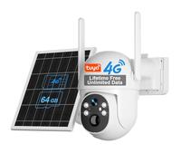 SANSCO 4G LTE Cellular Solar Security Camera Wireless Outdoor, Lifetime Free Unlimited Data, NO WiFi 2K Color Night Vision, PTZ 360 View, 2 Way Audio, Motion Detection, Built-in SIM Card, 64G TF Card