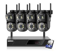 SANSCO 4MP Dual Lens CCTV Security Camera System with 1TB HDD, 16CH NVR, 4x 360° View PTZ WiFi Camera Outdoor, Auto Tracking, Color Night Vision,Human Detection, 2-Way Audio, 24/7 Recording