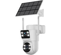 SANSCO 4MP Dual Lens Solar Security Cameras Wireless Outdoor, 5GHz & 2.4GHz WiFi Home CCTV System, 360° PTZ, Battery Powered, PIR Detection, Color Night Vision, 2-Way Audio, Work with Eseecloud NVR