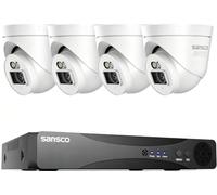 SANSCO 4x 5MP Home Security Dome Camera, Wired CCTV Camera System Outdoor, Face/Human/Vehicle Detection, Email/App Alert, Night Vision