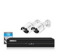 SANSCO 5MP 8 Channel DVR CCTV Security Camera System with 1TB Hard Drive, 2x 1920P Outdoor Camera, Waterproof, Face/Human Detection, Easy Mobile Viewing, Email & APP Alert