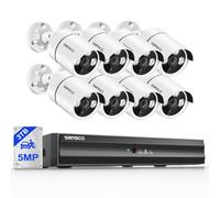 SANSCO 5MP 8 Channel Wired CCTV Security Camera System, 8CH DVR with 3TB Hard Drive, 8x 3K Home Outdoor Surveillance Cameras, Color Night Vision, Audio Recording, Human Face Vehicle Detection, P2P