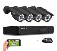 SANSCO 5MP 8CH CCTV Security Camera System, 8 Channel Expandable DVR, 4pcs 3K IP66 Waterproof Metal Bullet Cameras, with Human/Vehicle/Face Activated Full Color Night Vision, No Hard Drive Disk