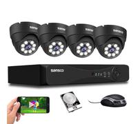 SANSCO 5MP 8CH CCTV Security Camera System with 1TB Hard Drive, 8 Channel Expandable DVR, 4pcs 3K IP66 Waterproof Metal Dome Cameras, with Human/Vehicle/Face Activated Full Color Night Vision