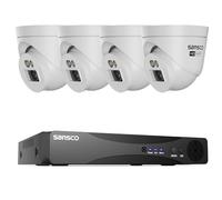 SANSCO 5MP AHD CCTV Security Camera System, 8CH H.265+ DVR with 4 Dome Cameras, Human/Face/Vehicle AI Detection, Color Night Vision, IP66 Weatherproof, XMEye App Remote Access, 24/7 Recording