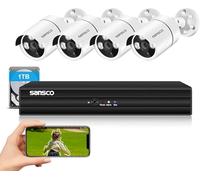 SANSCO 5MP CCTV Security System with 1TB HDD, 8 Channel DVR & 4Pcs 3K Cameras, IP66 Waterproof, Human/Vehicle Detection, One-Way Audio, H.265+, Face Recognition, Remote Mobile View, Motion Alerts