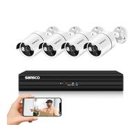 SANSCO 5MP Outdoor CCTV Security Camera System, 8 Channel DVR System, 4x 5MP HD Wired Waterproof Security Cameras, Human/Face/Vehicle Detection, Email/App Alert, Night Vision, No Hard Drive Disk