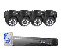 SANSCO All-Metal Housing, 8 Channel Wired CCTV Camera System 1TB Hard Drive | 3K Color Night Vision, 4x 5MP Home Security Camera Outdoor Dome, Human/Face/Vehicle Detect, 24/7 Recording, App Alert, IP67