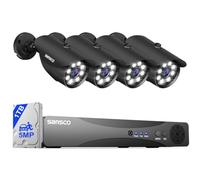 SANSCO All-Metal Housing, 8 Channel Wired CCTV Camera System 1TB Hard Drive | 3K Color Night Vision, 4x 5MP Home Security Camera Outdoor Bullet, Human/Face/Vehicle Detect, 24/7 Recording, App Alert, IP67