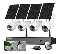 SANSCO Solar Security Cameras System Outdoor, 10CH NVR Wireless Recorder with 500GB Hard Drive,180 Days Storage, 2X 4MP WiFi IP Surveillance Camera - No Monthly Fee, 2-Way Audio, 2K Color Night Vision