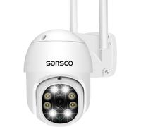 SANSCO WiFi Security PTZ IP Camera, 3MP Wireless CCTV Surveillance Cam with Power Adapter, Indoor/Outdoor Use, 2-Way Audio, Weatherproof, Colour Night Vision, Add-on Camera 8CH/10CH NVR