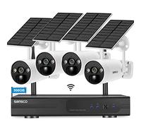 SANSCO Wireless Security Camera System, 10 Channel 2K NVR with 500GB HDD, 4x 4MP Solar Battery Powered WiFi IP Camera, Wire-Free, 2-Way Audio, Waterproof