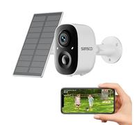 SANSCO Wireless Solar Security Camera, 4MP Outdoor WiFi Camera with Colour Night Vision, PIR Human Detection, 2-Way Audio, Dual-Band (2.4GHz & 5GHz), Single Camera