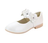 Sansee Girl Mary Jane Princess Dress Shoes Girls Dance Ballet Latin Bow lats Glitter Pumps for Birthday Wedding P rty Shoes Cushioned Sole Versatile Summer School Casual (White, 12 Little Child)