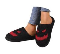 Sansee Mens Halloween pider Pumpkin Slippers Halloween Christmas Slippers Holiday Outdoor Indoor Bedroom House Shoes Non- lip Thick Sole Slipper for error Theme ightmare Wear Black