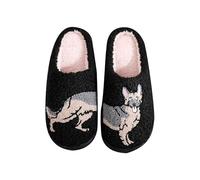 Sansee Mens Women Skellington Dog Slippers Halloween Warm Plush Cushioned Fall Slippers for Men Women Fuzzy Outdoor Indoor Bedroom Holiday Slipper Lightweight Breathable House Shoes (A, 4)