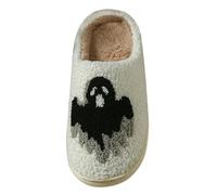 Sansee Unisex Halloween st Slippers Cotton Slippers rch Support Soft Sole Fall Slipper for Women Warm House rty Accessories hock-Absorbing Mens Women Home Winter Skeleton (White, 4)
