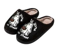 Sansee Women Men Halloween st Cat Slippers error Theme Winter Halloween Indoor Warm Cotton Slipper Breathable Plush Slipper rch Support hock-Absorbing pider Slippers (Black, 36)