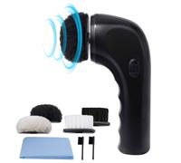 Sansent Electric Shoe Shine Kit, Portable Leather Care Kit for Shoes, Bags, Including Brush Head, Small Brush, USB Charging Cable, Black, Soft Material, Synthetic Bristles
