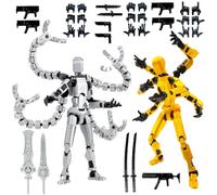 SANSGOUP T13 Action Figure Set (Assembly Completed), 3D Printed Multi-Jointed Movable Titan 13 Lucky Dummy 13 Mobile Robot, Nova 13 Action Figures Desktop Decorations for Game Lovers Toy Sliver Gold