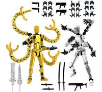 SANSGOUP T13 Action Figure Set (Assembly Completed), 3D Printed Multi-Jointed Movable Titan 13 Lucky Dummy 13 Mobile Robot, Nova 13 Action Figures Desktop Decorations for Game Lovers Toy Gold Sliver