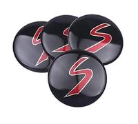 SANSHAOS Car Wheel Centre Cover Badge Sticker, Black, Acrylonitrile Butadiene Styrene (Silver), Plastic, Self-Adhesive, Set Of 4, For Mini S Coupe Jcw F56 F60 R50 R52 R53 R55 R56 52MM