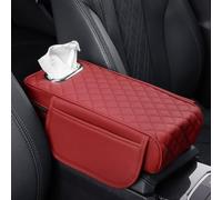 SANSHAOS Center Console Cover Arm Rest Cover Leather Car Armrest Seat Storage Box Pad with Pocket and Tissue Box for Porsche Cayenne 3 (III) 9YA I 2017-2023,A