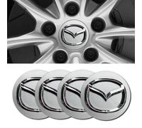 SANSHAOS Wheel Center Hub Caps, Car Stickers, Badge Logos - Mazda CX-5, CX-8, RX7, MX-5, Set Of 4, 56MM, Silver