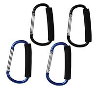sansheng 4 Pack Large Carabiner 5.5" D Style Click and Carry Bag Carrier Stroller Hooks(Black and Blue)