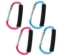 sansheng 4PCS Carabiner Hook Aluminum D-Style Carry Handle Shopping Bags Handbag Tote Stroller Carrying，Buggy Carabiner Stroller Hooks(5.5")