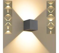 SANSHI LED 12W Outdoor Wall Light 3000K Warm White Modern Indoor Wall Light, Waterproof IP65 Lighting, Wall Light with Adjustable Beam Angle, Light for Entrance Garden Dark Grey