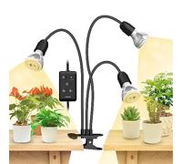 SANSI 3-Head LED Grow Lights for Plants Full Spectrum 30W, Timer, Black