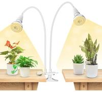 SANSI 300W LED Grow Lights for Indoor Plants with Lifetime Free E27 Grow Bulb Replacement, 2-Head Full Spectrum Plant Grow Lamp with Optical Lens for Seedlings Plant Growing - White