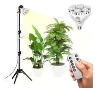 SANSI Dimmable LED Grow Light for Indoor Plants with Tripod Stand, 4000K Sunshine Full Spectrum E27 Grow Light, 40~110CM Height Adjustable, Remote Control, Timer 4/8/12Hrs, 4-Level Brightness