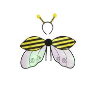 SANSIWU 2 Pcs Bee Costumes for Kids Ladybird Fairy Wings Bumblebee Wings Fancy Dress Girls Dress up Costume with Headband (Yellow, 60cm)