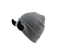 SANSIWU Devil Horn Knitted Beanie Hat for Adult Halloween Soft Knitted Beanie Warm Winter Hat Hip Hop Cap Y2k Fun Hats (Gray Hat Black Horns, ONE Size)