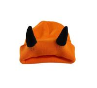 SANSIWU Devil Horn Knitted Beanie Hat for Adult Halloween Soft Knitted Beanie Warm Winter Hat Hip Hop Cap Y2k Fun Hats (Orange Hat Black Horns, ONE Size)