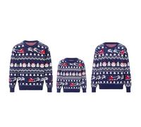 SANSIWU Family Matching Christmas Sweater Long Sleeve Crew Neck Cartoon Elk Knitted Pullover Winter Xmas Adult Kids Sweater Clothes (Men, XL, Dark Blue E)