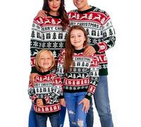 SANSIWU Family Matching Christmas Sweater Long Sleeve Crew Neck Cartoon Elk Knitted Pullover Winter Xmas Adult Kids Sweater Clothes (Men, L, B-Green)