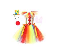 SANSIWU Kids Girls Halloween Clown Costume Cute Sleeveless Tulle Tutu Dresswith Hair Clips Gloves Collar Halloween Cosplay Costume (B-04, 2-3T)